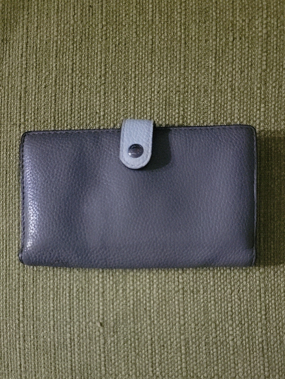 Classic Women's Leather Wallet in Dark Gray with Light Gray Snap